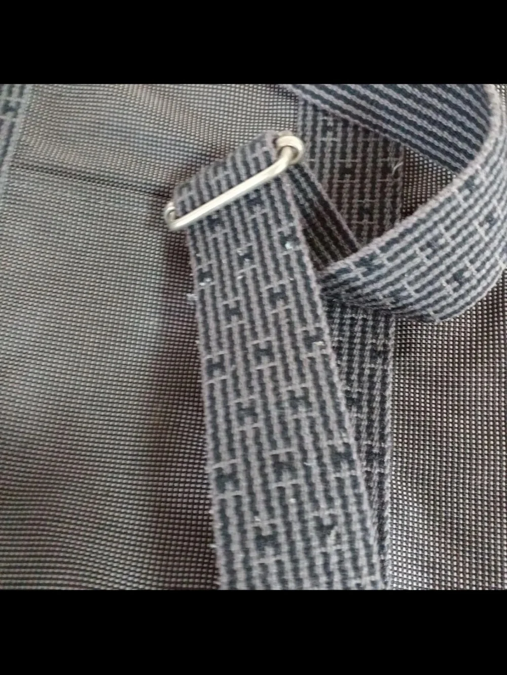 Hermes Black Canvas Messenger Tote with Signature Webbing